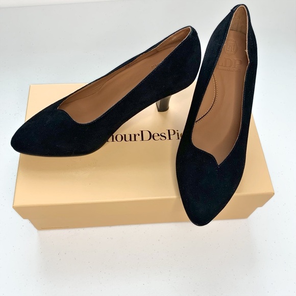 L’Amour Des Pieds LDP Bamelle Black Suede Leather Classic Women's Heels Pumps 7M - Picture 14 of 14
